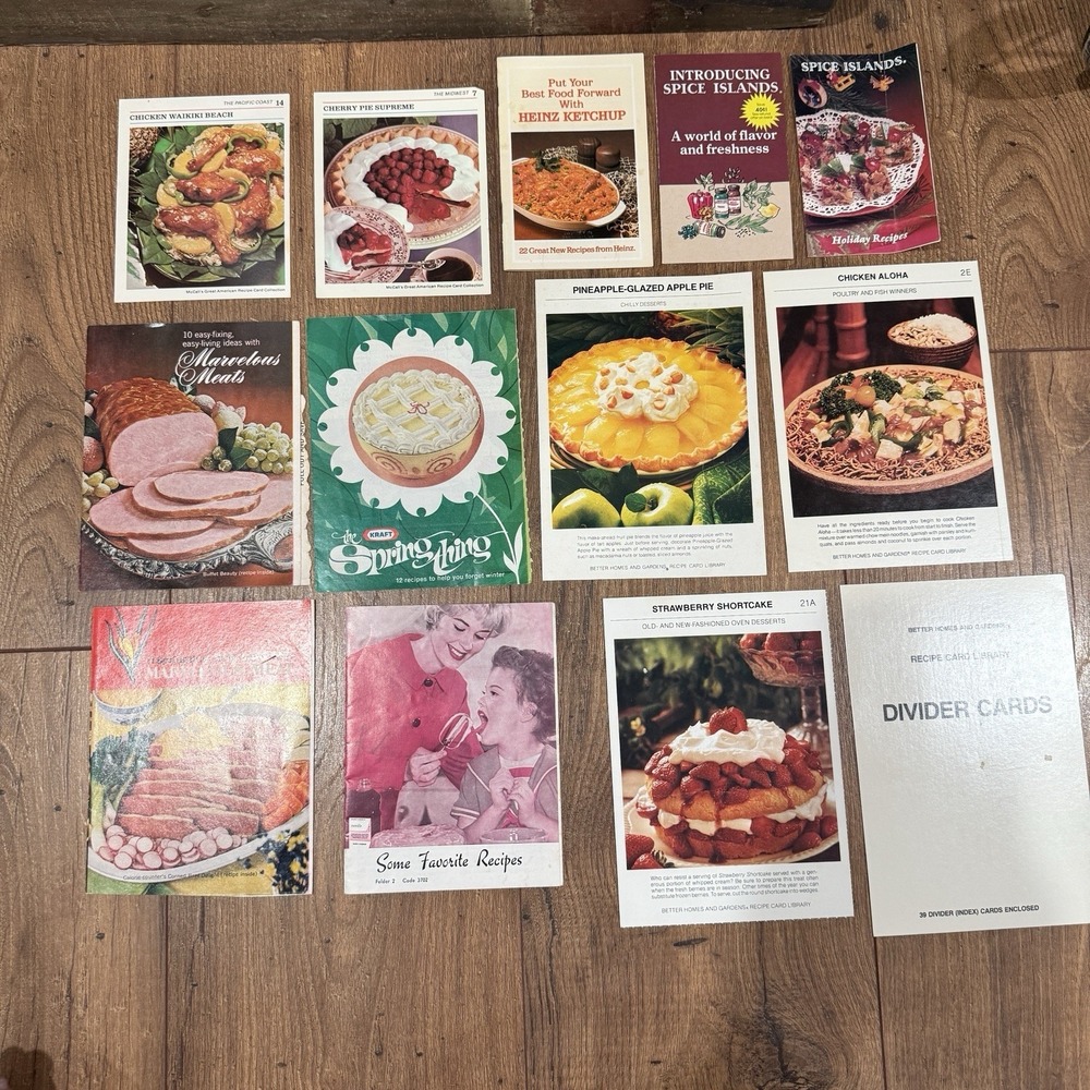 Vtg Pamphlets Advertisement Recipe Cards Heinz Spice Island Kraft Meats